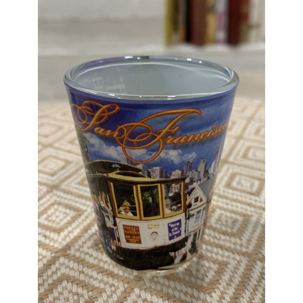 San Francisco Souvenir Shot Glass With Iconic Landmarks & Cable Car